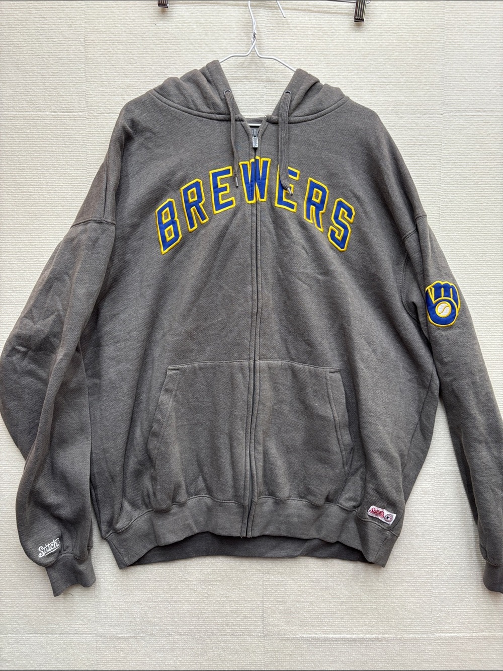Stitches Gray Brewers Zip-Up Hoodie Jacket for Kids